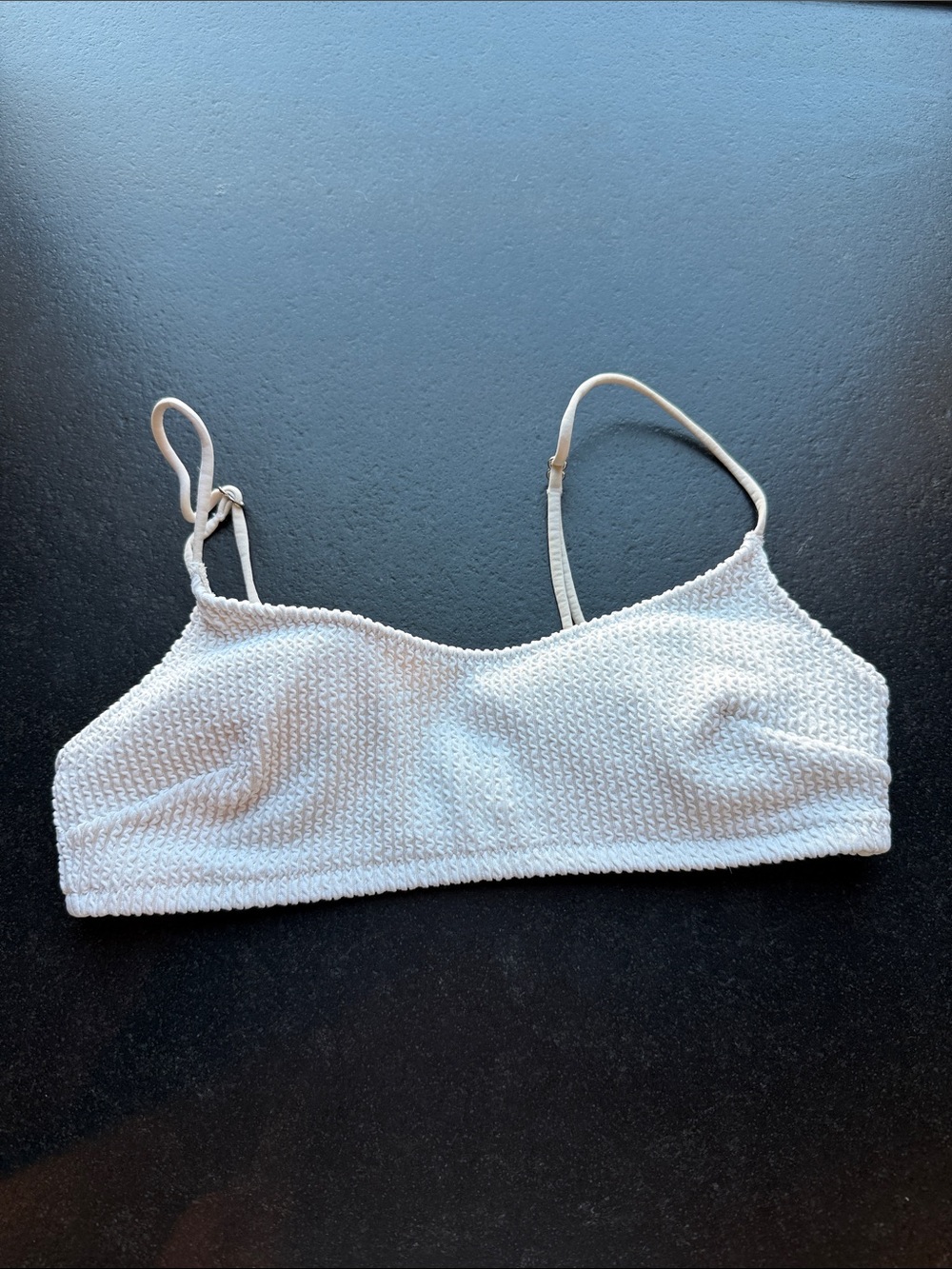 H&M White Ribbed Bikini Top